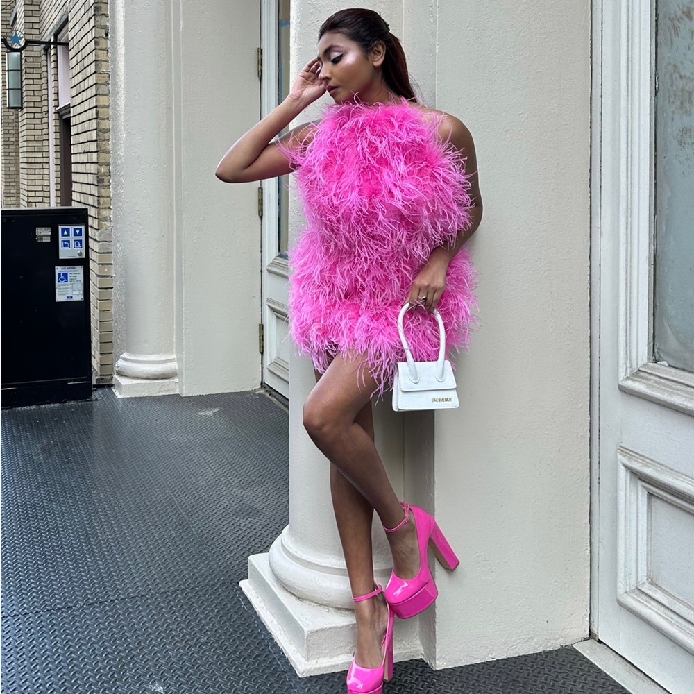 Ostrich fur dress